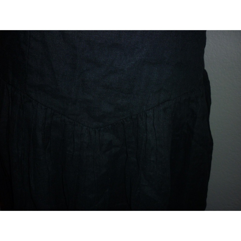 The Drop Black Linen Blend Smocked Back Midi Dress Sleeveless Square Neck Large - Picture 4 of 7